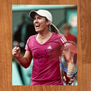 Dédicace - Autographe - Rare photo grand format signée au feutre bleu par Justine Henin - Format 20x25 - Tennis - Roland-Garros - Wimbledon - Us Open - OA - Collection