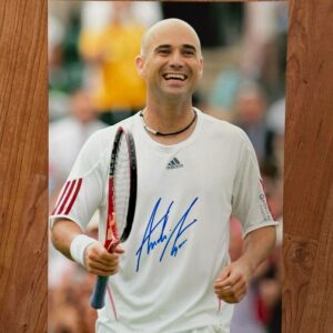 Dédicace - Autographe - Rare photo grand format signée au feutre bleu par André Agassi - Format 20x29 - Tennis - Roland-Garros - Wimbledon - Us Open - OA - Collection