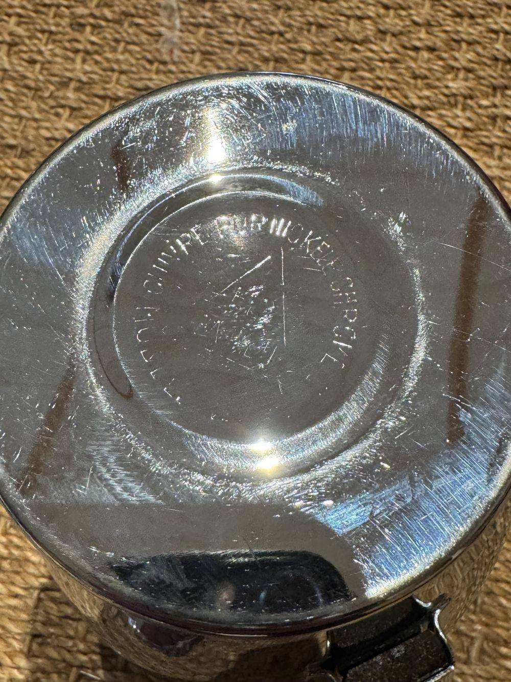 Lot / Ensemble service ancien à café chromé trois pièces - Cafetière - Sucrier - Pot à lait - Vers 1950 - Estampillé - Collection - Décoration – Image 5