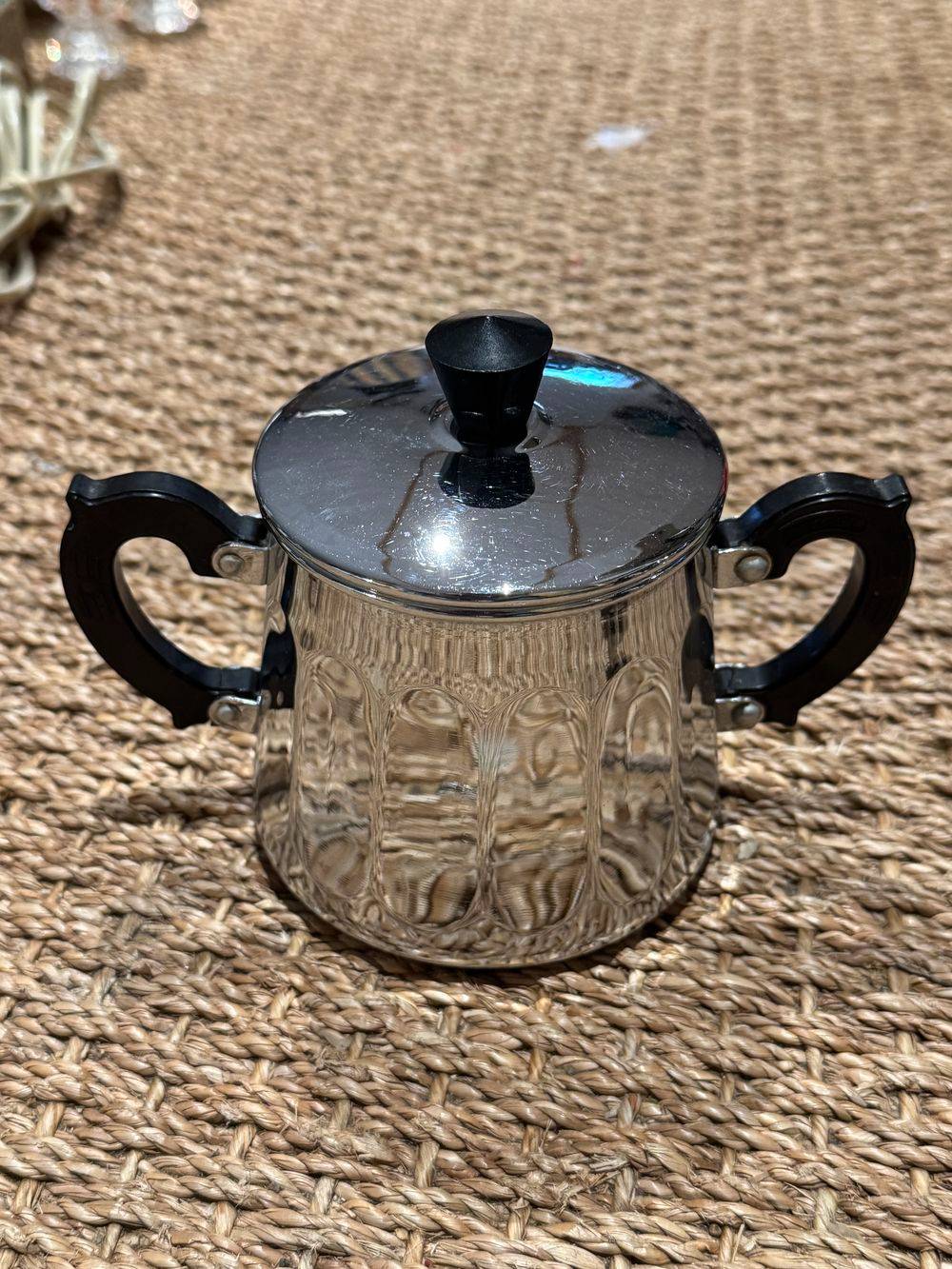 Lot / Ensemble service ancien à café chromé trois pièces - Cafetière - Sucrier - Pot à lait - Vers 1950 - Estampillé - Collection - Décoration – Image 9