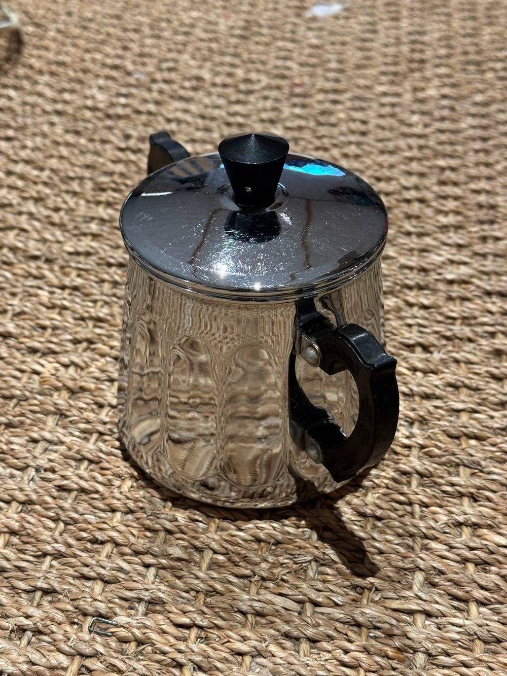 Lot / Ensemble service ancien à café chromé trois pièces - Cafetière - Sucrier - Pot à lait - Vers 1950 - Estampillé - Collection - Décoration – Image 10