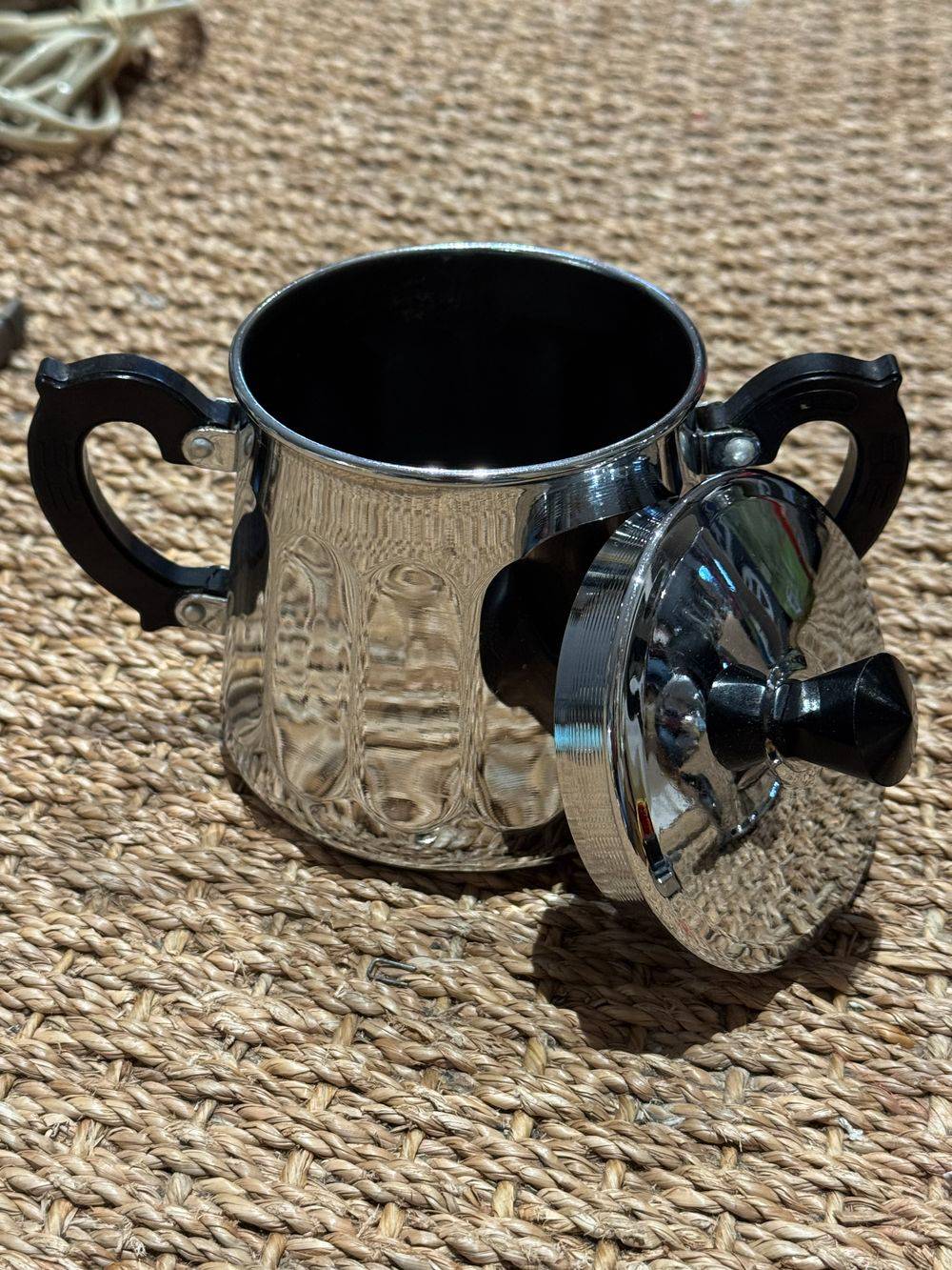 Lot / Ensemble service ancien à café chromé trois pièces - Cafetière - Sucrier - Pot à lait - Vers 1950 - Estampillé - Collection - Décoration – Image 12