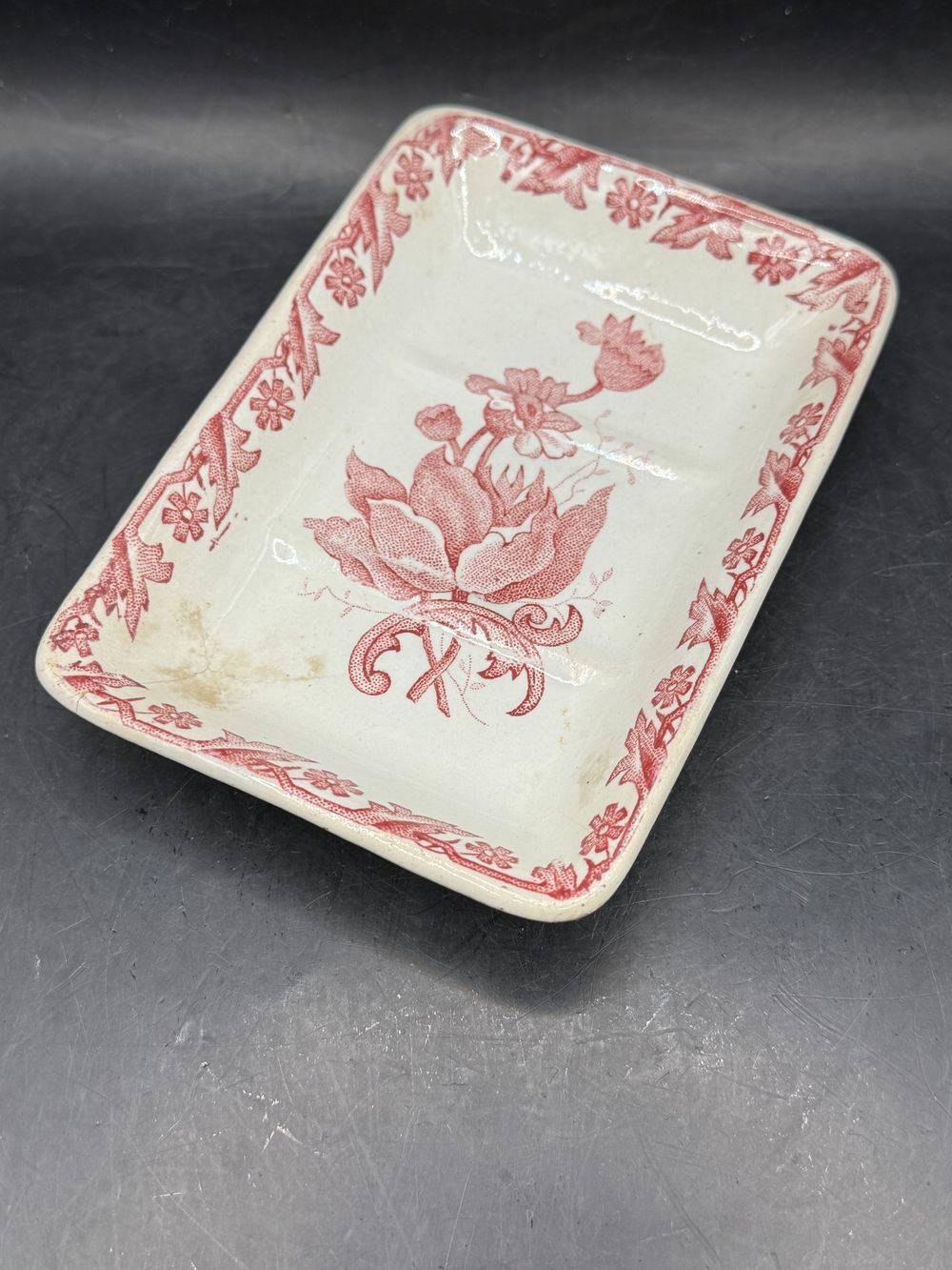 Charmant porte savon Saint Amand modèle Anémone - Estampillé - Rose - Vers 1930 - Décoration - Collection – Image 5