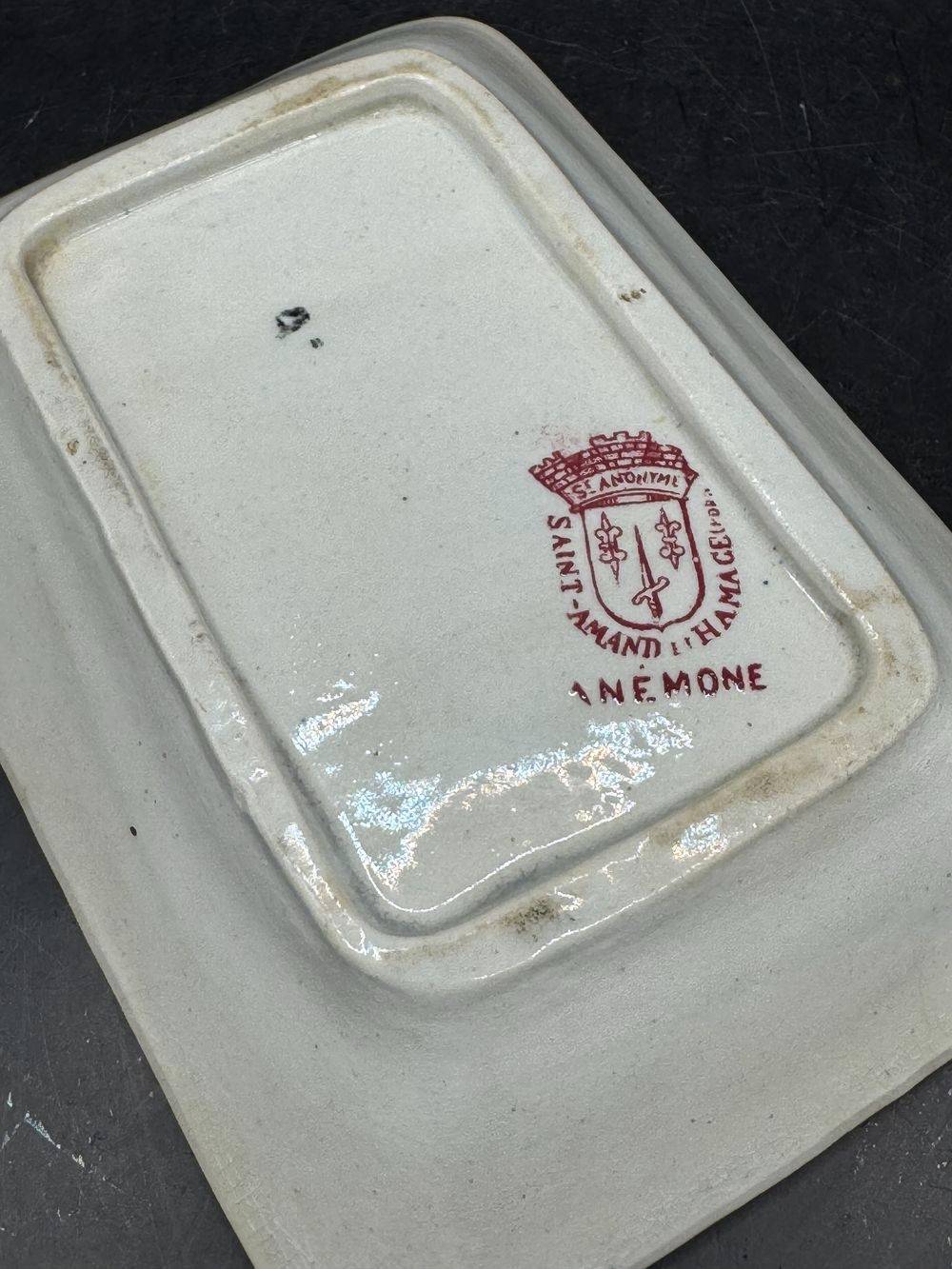 Charmant porte savon Saint Amand modèle Anémone - Estampillé - Rose - Vers 1930 - Décoration - Collection – Image 6