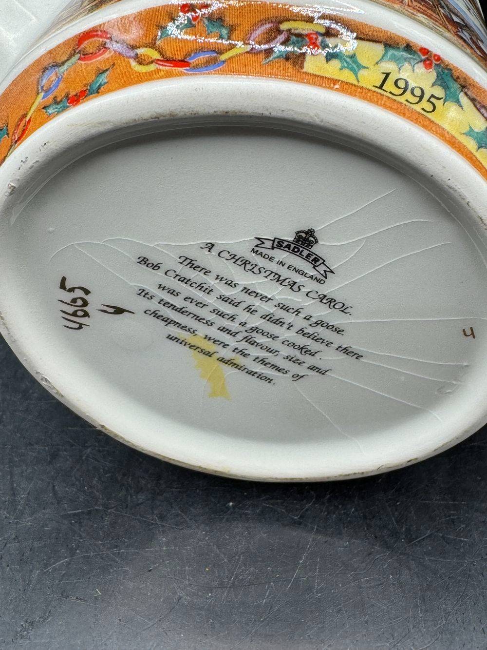 Charmante Théière en porcelaine - Charles Dickens - A Christmas Carol - Sadler - Fabriquée en Angleterre - 1995 - Décoration - Collection - Vintage – Image 7