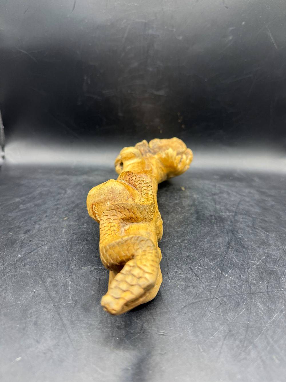 Unique pièce sculptée à la main à partir d'une seule pièce de bois parasite représentant ici un serpent - Vers 1970/80 - Indonésie - Décoration - Collection – Image 2