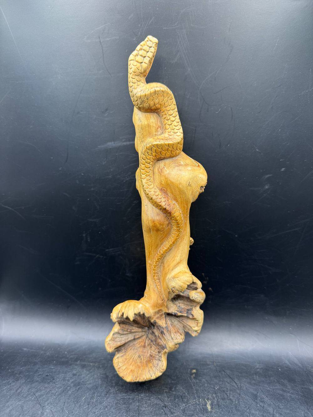 Unique pièce sculptée à la main à partir d'une seule pièce de bois parasite représentant ici un serpent - Vers 1970/80 - Indonésie - Décoration - Collection – Image 7