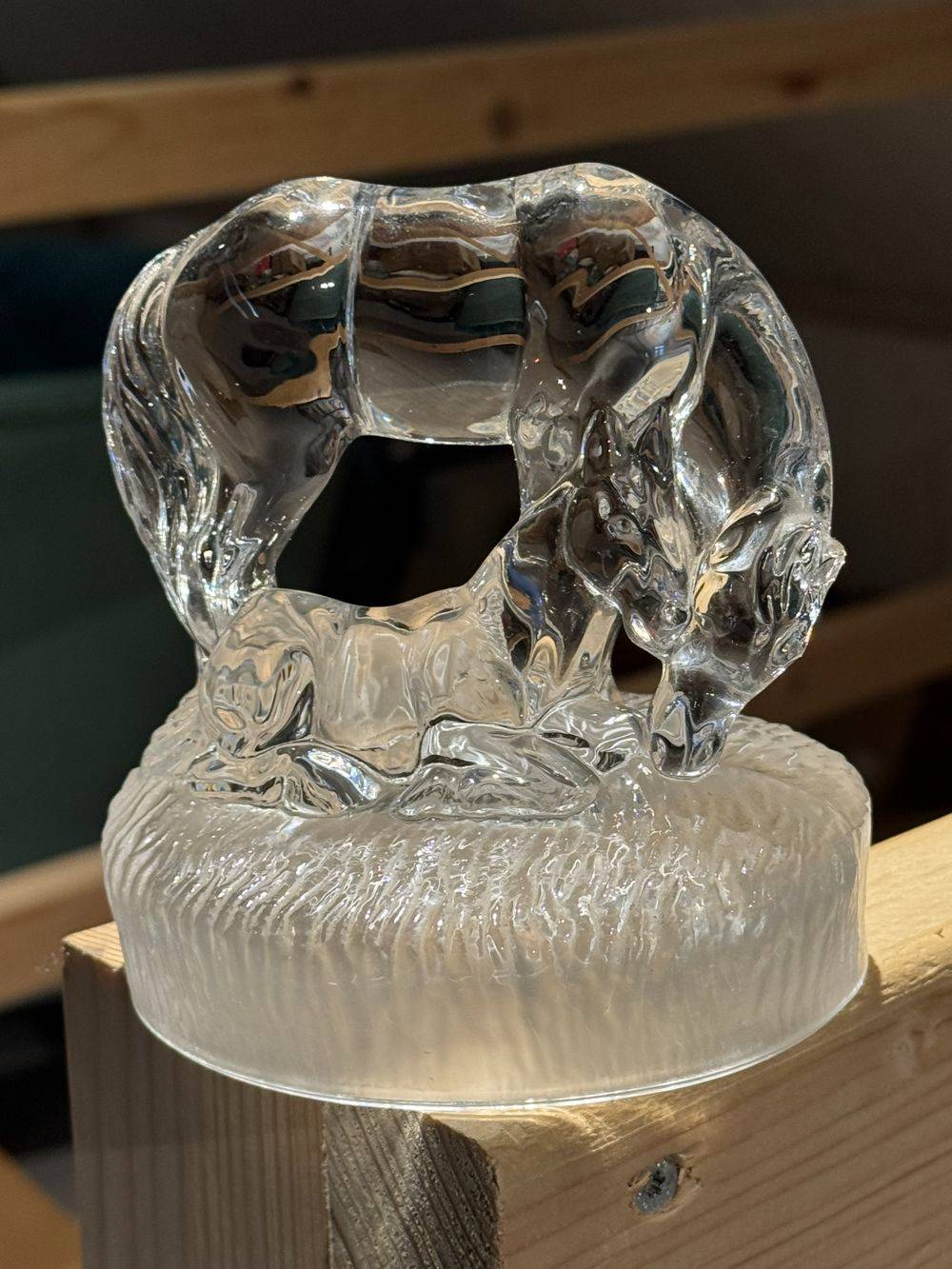 Ancienne figurine en cristal de plomb - La jument et son poulain - Royal Crystal Rock - Italie - Vers 1980 - Décoration - Collection - Vintage – Image 4