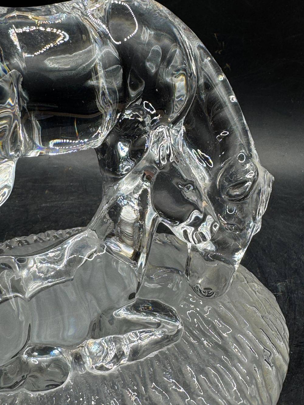 Ancienne figurine en cristal de plomb - La jument et son poulain - Royal Crystal Rock - Italie - Vers 1980 - Décoration - Collection - Vintage – Image 2