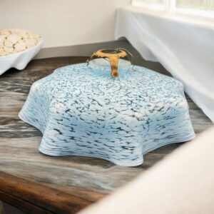 Ancien Abat-jour (suspension) corole en verre Clichy - Opaline bleue - Avec « griffe » en laiton d'origine - Des années 1930/40 - Décoration - Collection