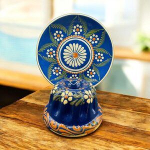 Ensemble / Lot - Moule à Kouglof et Assiette de service décorative - Productions Alsaciennes traditionnelles - Bleu dominant - Décoration - Collection