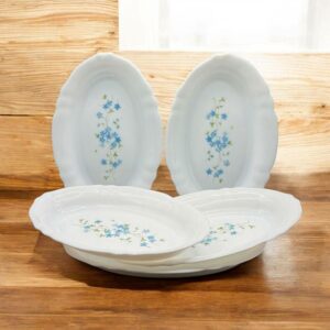 Ensemble / Lot de cinq petits plats de service (raviers) - Arcopal modèle Véronica fleurs bleues - Vaisselle Française - Des années 60/70 - Décoration - Collection - Vintage