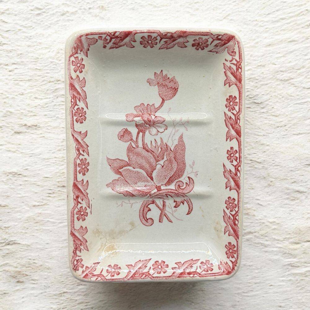 Charmant porte savon Saint Amand modèle Anémone - Estampillé - Rose - Vers 1930 - Décoration - Collection
