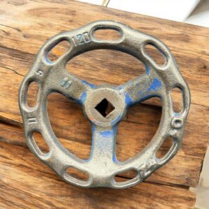 Ancien volant de manœuvre - Robinet - Poignée de valve (2 - 120) - En fonte de fer - Collection - Décoration industrielle