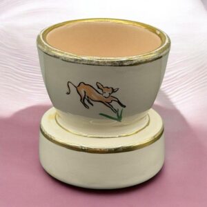 Rare Coquetier (2) en Faïence de Saint Méen le Grand - Rivière Letort - Décor naïf et liseré or sur le bord haut - Décoration - Collection