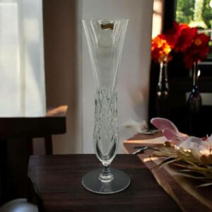 Ancien vase Soliflore de la Cristallerie du Val St Lambert - Cristal blanc taillé - Signé - Décoration - Collection