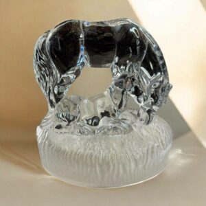 Ancienne figurine en cristal de plomb - La jument et son poulain - Royal Crystal Rock - Italie - Vers 1980 - Décoration - Collection - Vintage