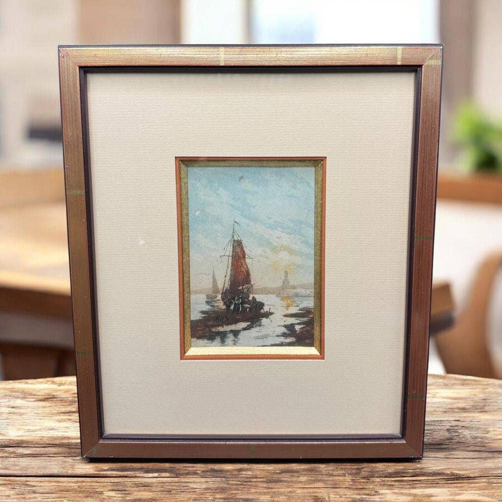 Petite tableau "Marine" et son bel encadrement - Vers 1980 - Décoration - Collection