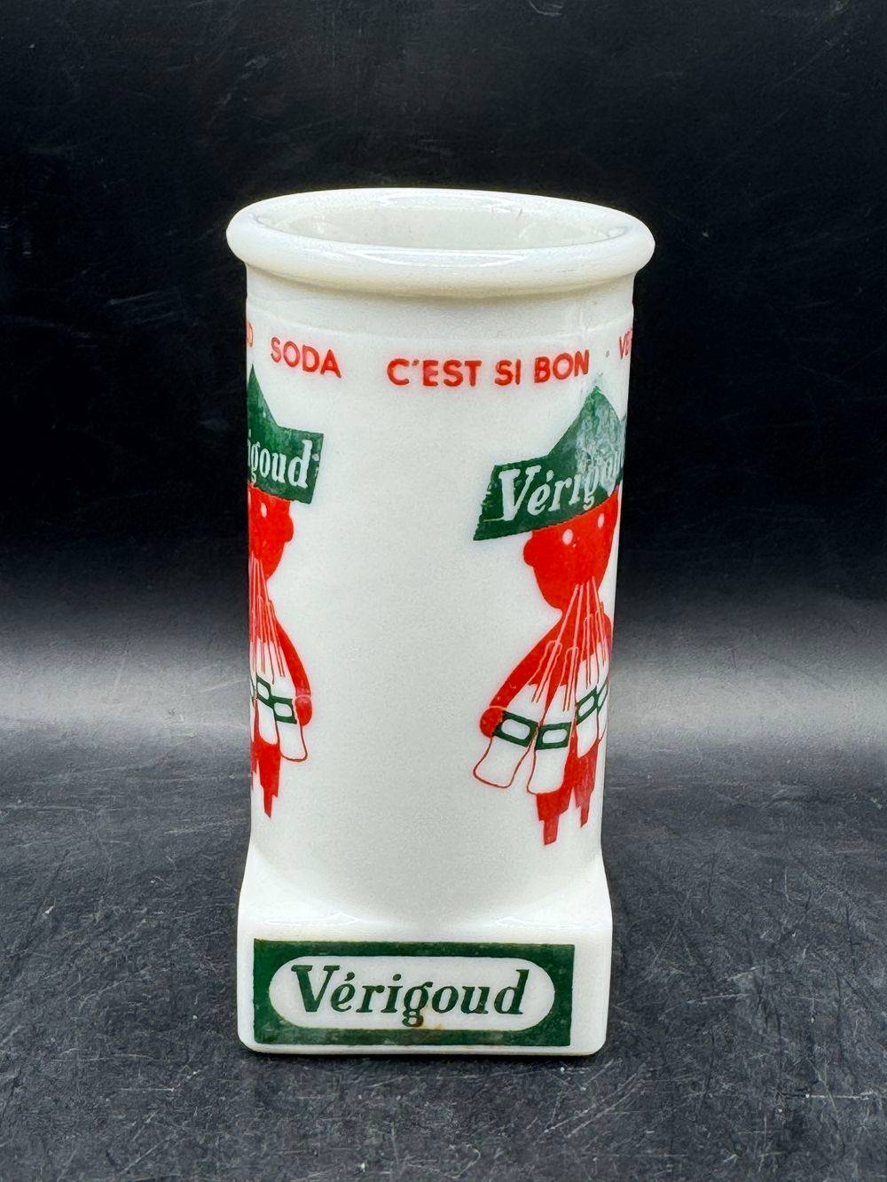 Porte pailles publicitaire Soda Vérigoud - En Opaline blanche - Collection - Déco - Vintage – Image 2