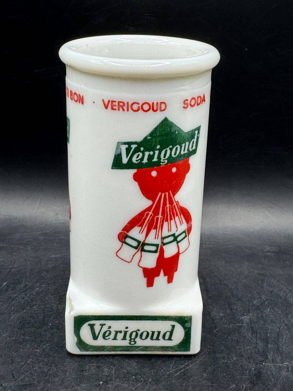 Porte pailles publicitaire Soda Vérigoud - En Opaline blanche - Collection - Déco - Vintage – Image 5