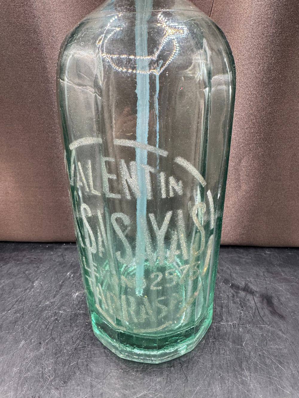 Rare et Magnifique Bouteille/Siphon à eau de Seltz des années 70 - Origine Espagne - Valentin Casa Sayas Tarras - Vert léger - Collection - Déco bar - Bistrot - Café - Vintage – Image 2