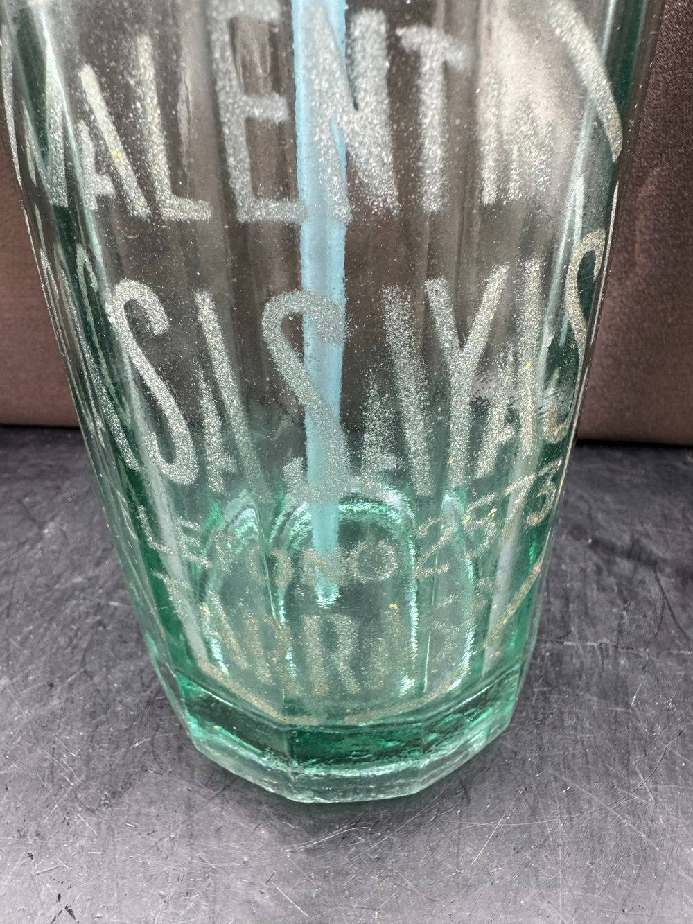 Rare et Magnifique Bouteille/Siphon à eau de Seltz des années 70 - Origine Espagne - Valentin Casa Sayas Tarras - Vert léger - Collection - Déco bar - Bistrot - Café - Vintage – Image 3