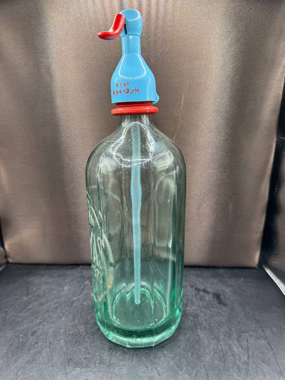 Rare et Magnifique Bouteille/Siphon à eau de Seltz des années 70 - Origine Espagne - Valentin Casa Sayas Tarras - Vert léger - Collection - Déco bar - Bistrot - Café - Vintage – Image 4
