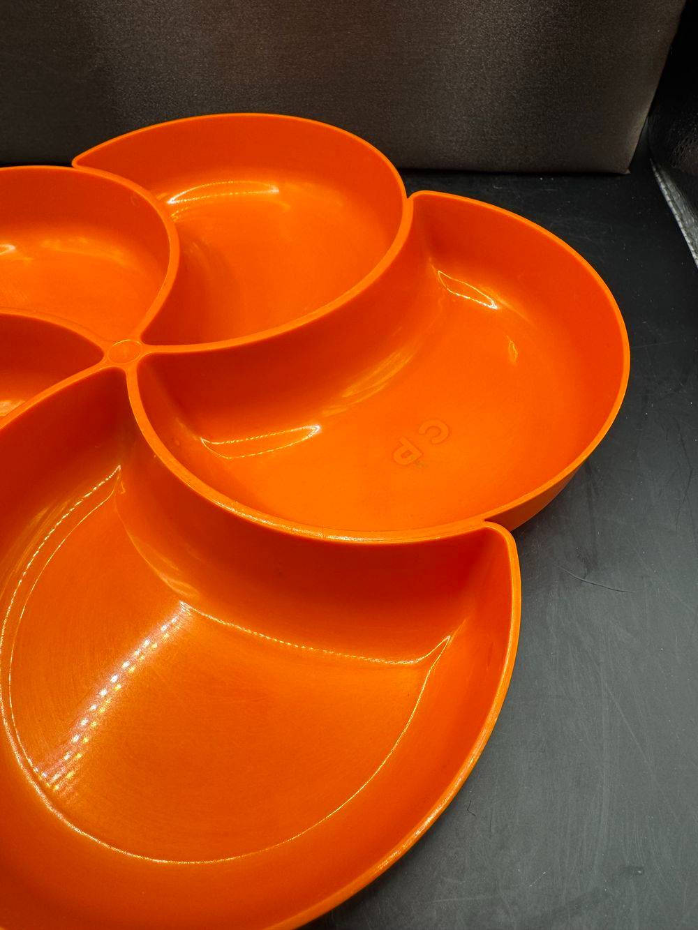 Plat serviteur - Ramequin orange à apéritif modèle fleur (2) - Vintage des années 70 - Déco - Collection – Image 5