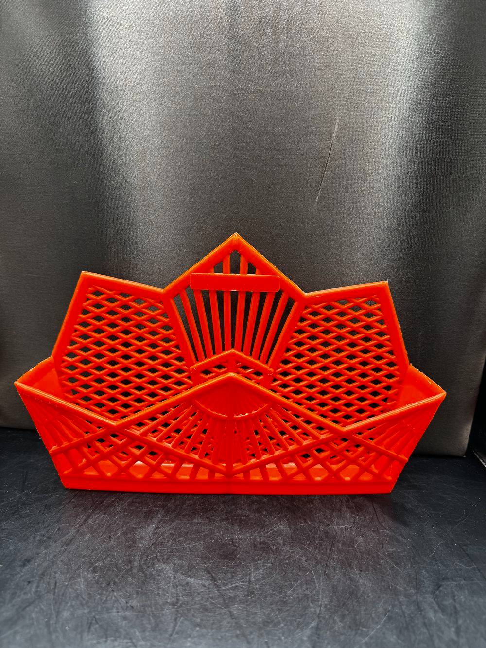 Porte courrier mural ajouré en plastique orange - Vintage des années 70 - Déco - Collection – Image 2