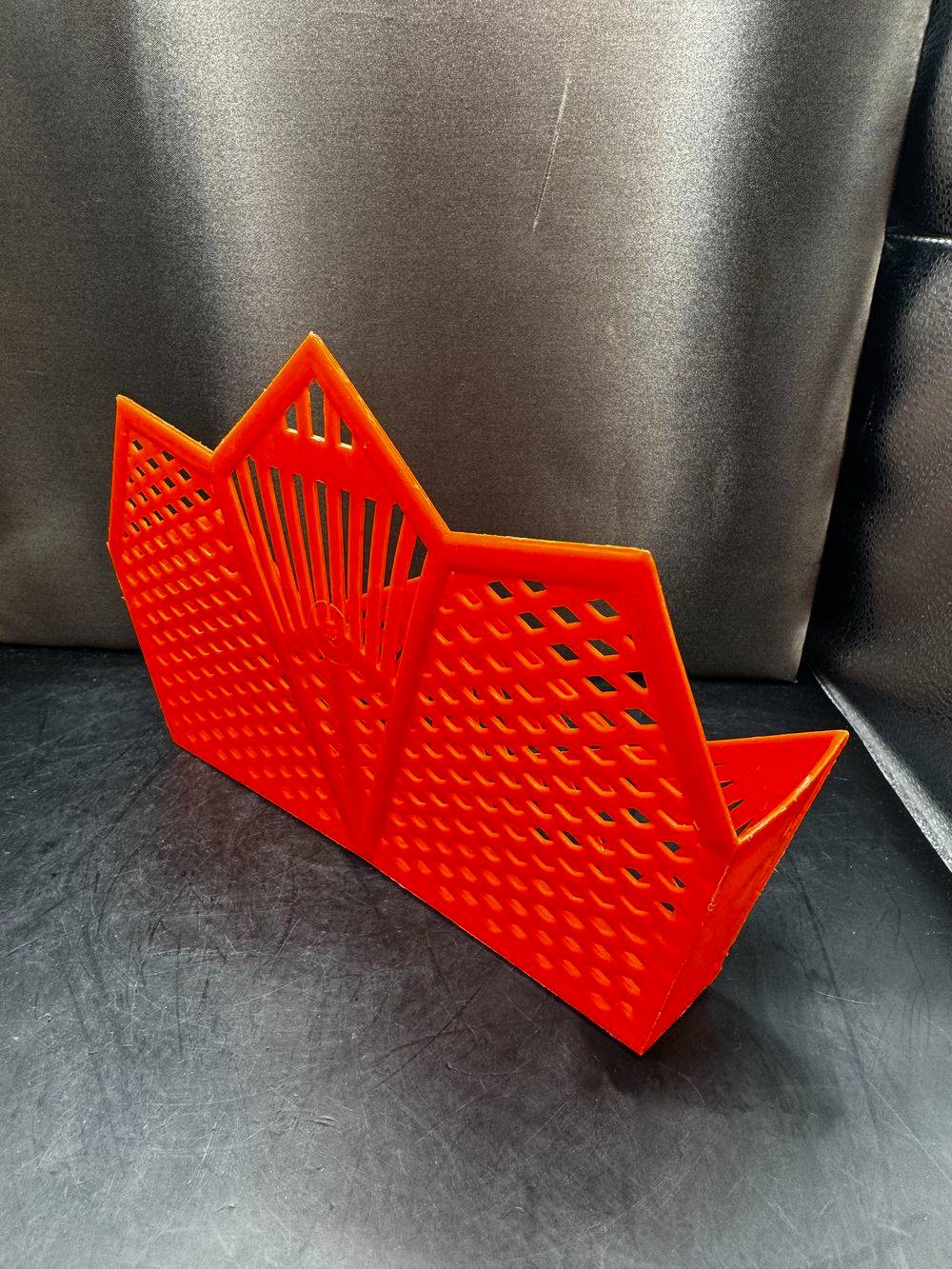 Porte courrier mural ajouré en plastique orange - Vintage des années 70 - Déco - Collection – Image 5