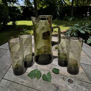 Rare et Magnifique Set d'Orangeade - 5 pièces - En verre fumé des années 70 - Collection - Déco bar - Bistrot - Café - Vintage