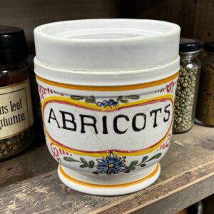 Très ancien pot à confiture et son couvercle - En céramique - Abricot et décor floral - Début 20ème - Collection - Déco