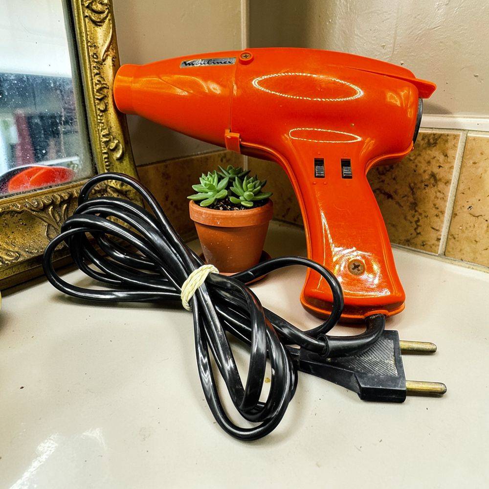 Ancien sèche cheveux Moulinex orange - Fonctionne parfaitement - Vintage datant des années 70 - Fabrication made in France - Collection - Déco – Image 2