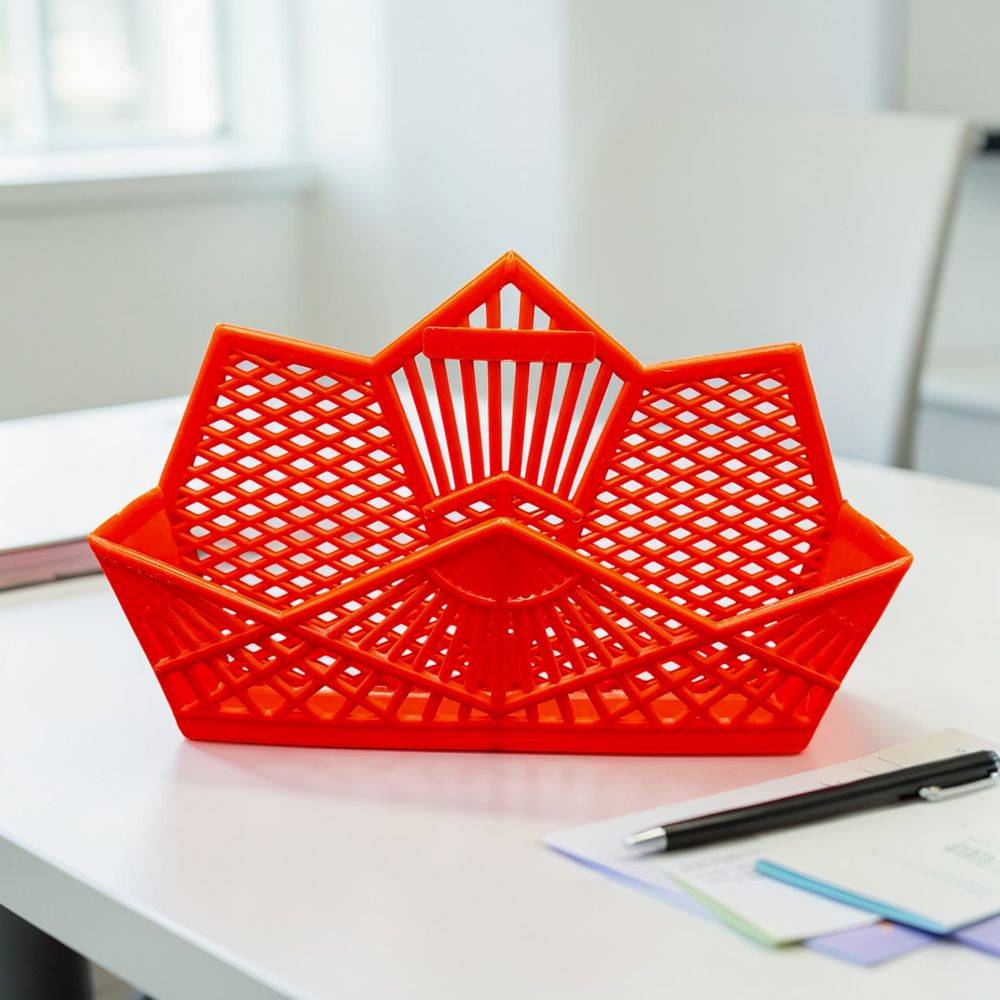 Porte courrier mural ajouré en plastique orange - Vintage des années 70 - Déco - Collection