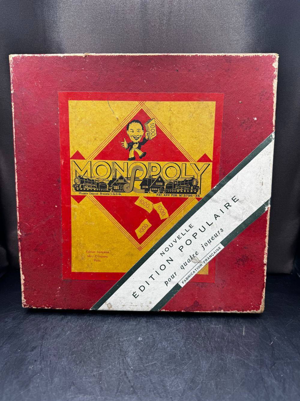 Ancien et rare jeu de Monopoly Edition populaire (complet) - Vers 1950 - Décoration - Collection - Jouet - Etiquette "au nain Bleu" - Paris – Image 2
