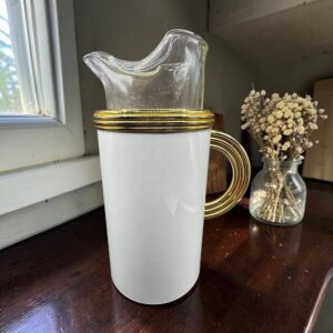 Rare rafraichissoir - Broc - Pichet - Carafe - Seau à glace "The Turnwald Collection International" - Blanc et doré des années 70 - Collection - Déco bar - Bistrot - Café