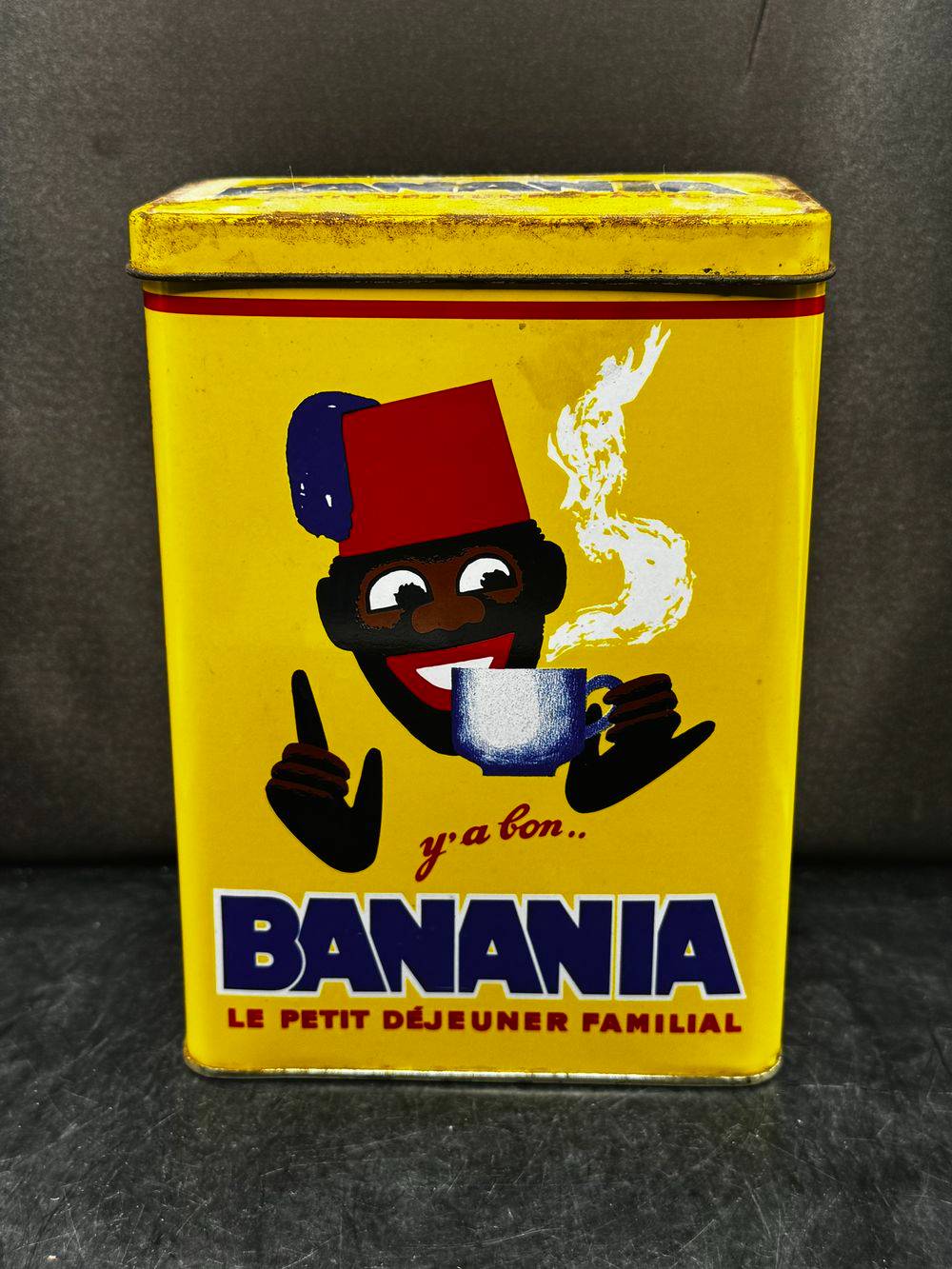 Ancienne boite publicitaire en métal/tôle lithographiée - Banania - Familiale - 1kg - Epices - Chocolat - Café - Déco - Collection – Image 2