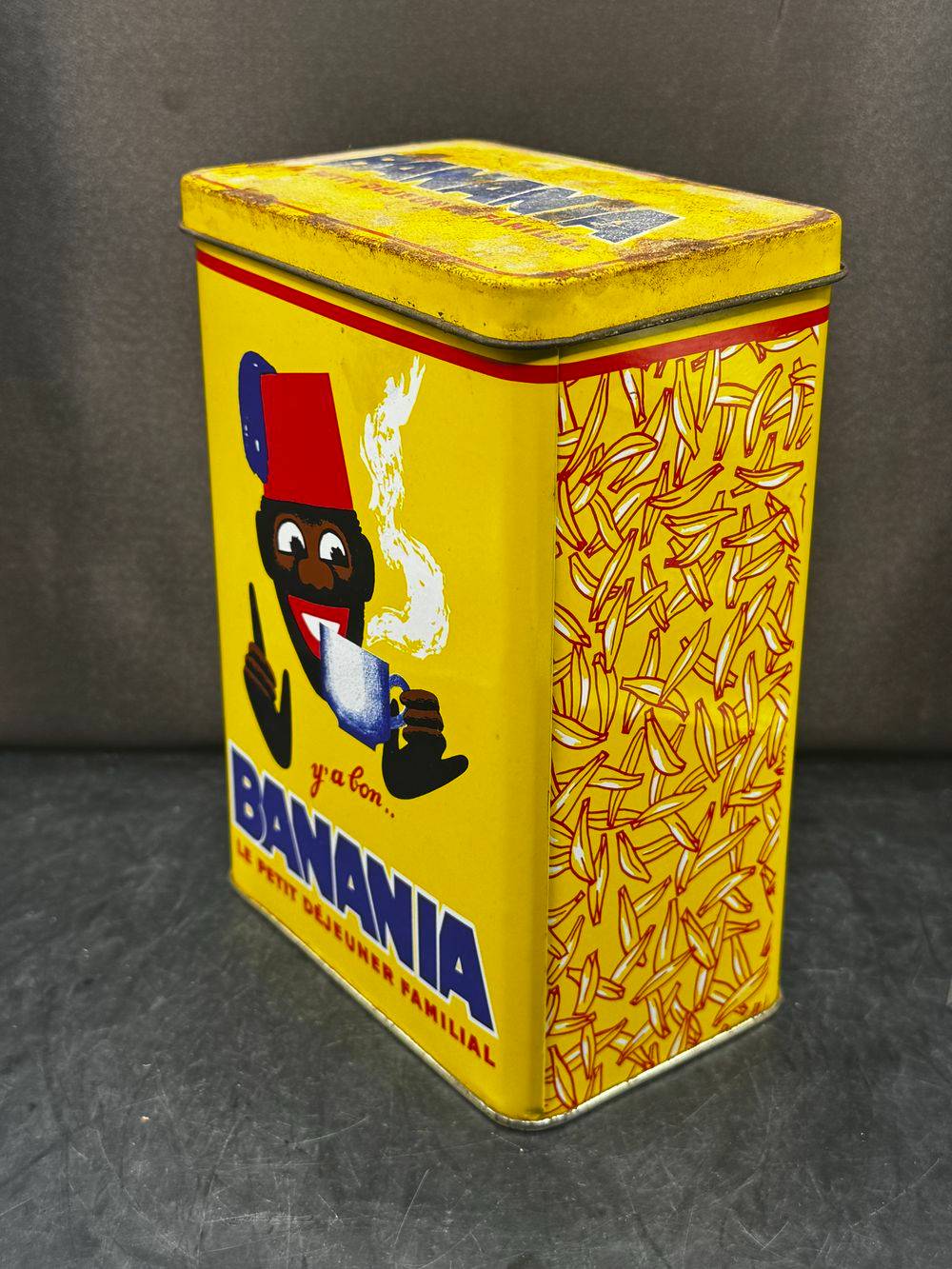 Ancienne boite publicitaire en métal/tôle lithographiée - Banania - Familiale - 1kg - Epices - Chocolat - Café - Déco - Collection – Image 3