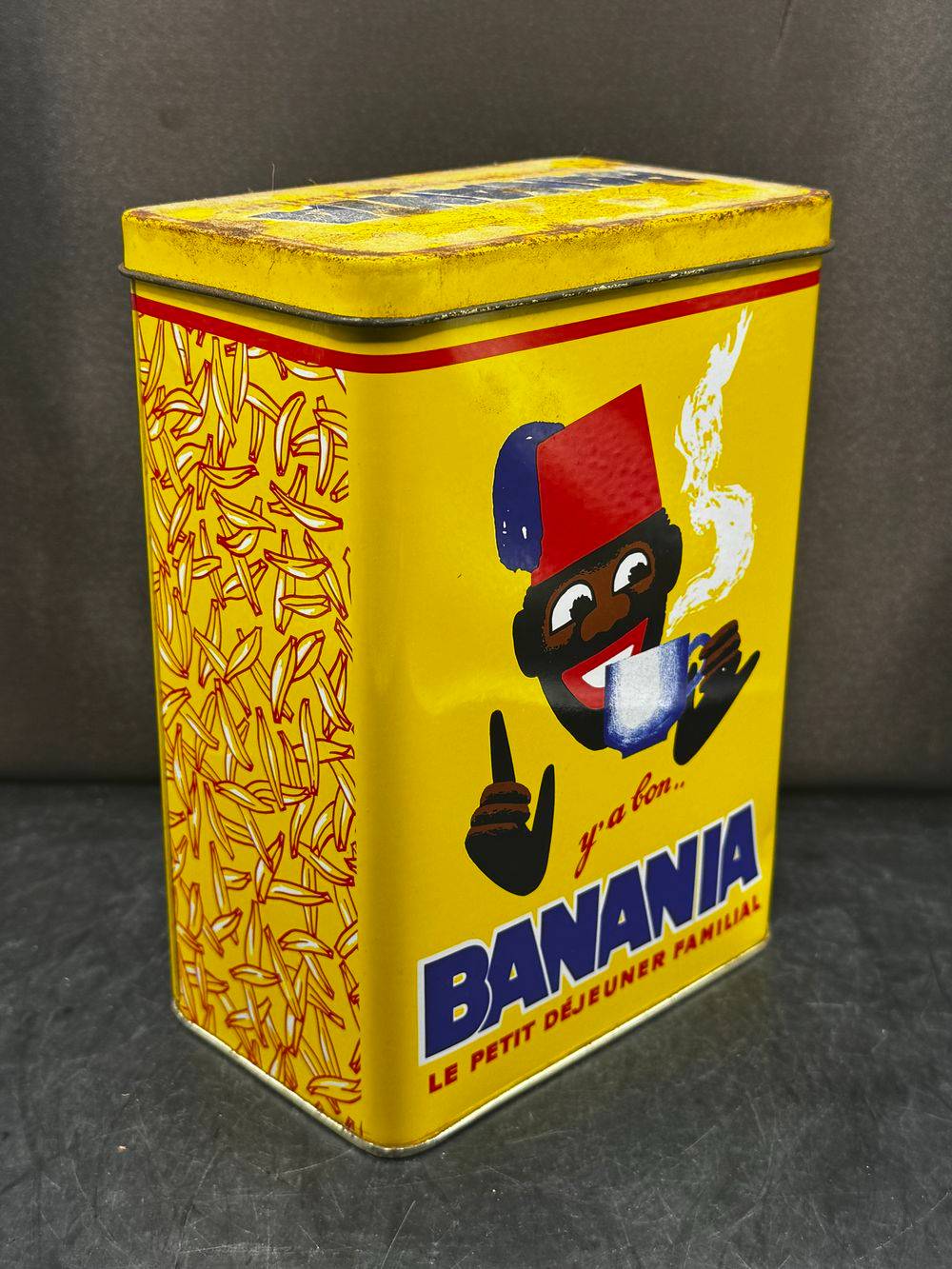 Ancienne boite publicitaire en métal/tôle lithographiée - Banania - Familiale - 1kg - Epices - Chocolat - Café - Déco - Collection – Image 4