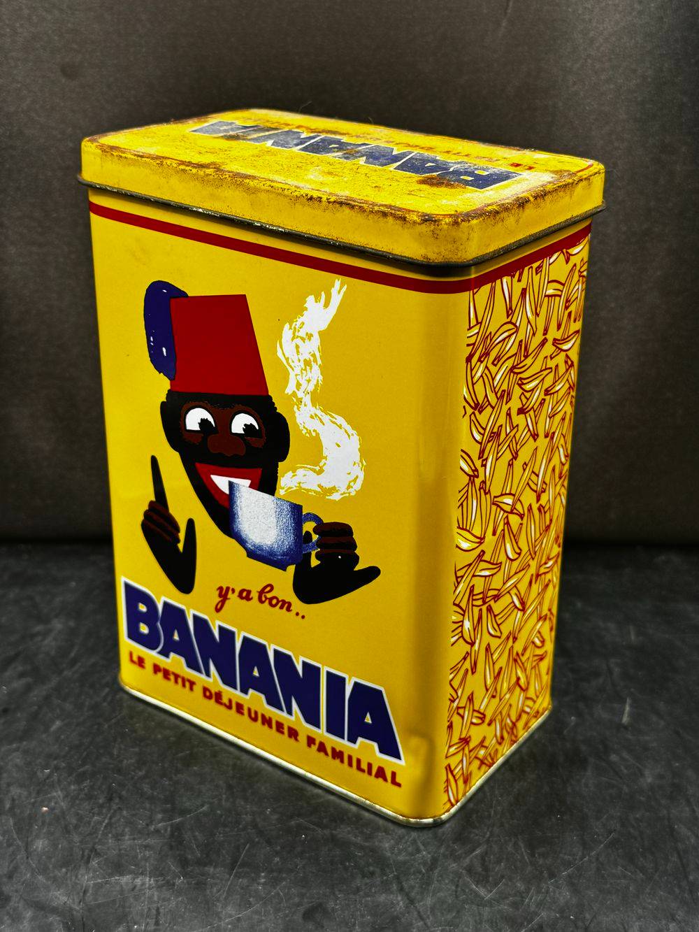 Ancienne boite publicitaire en métal/tôle lithographiée - Banania - Familiale - 1kg - Epices - Chocolat - Café - Déco - Collection – Image 5