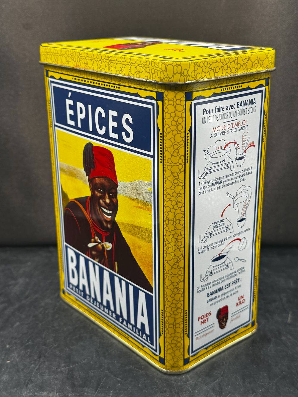 Ancienne boite publicitaire en métal/tôle lithographiée - Banania - Epices - Chocolat - Café - Déco - Collection - Tirailleur – Image 5