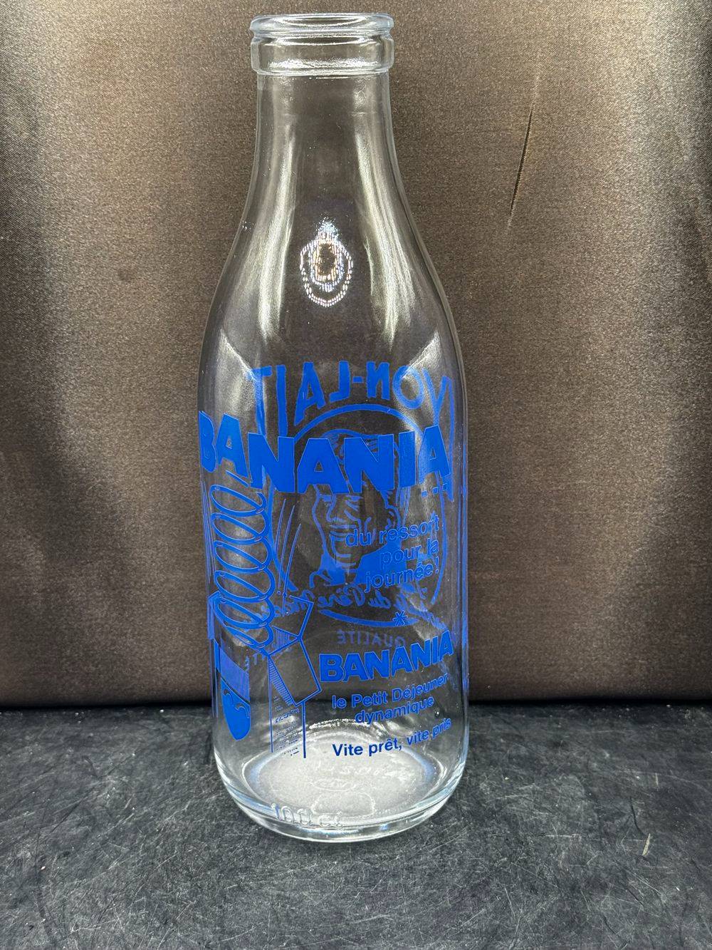 Ancienne Bouteille de lait publicitaire en verre - Banania - Lyon-Lait-Père Maxime - Des années 60 - Décoration - Collection Vintage - Bistrot/Bar – Image 2