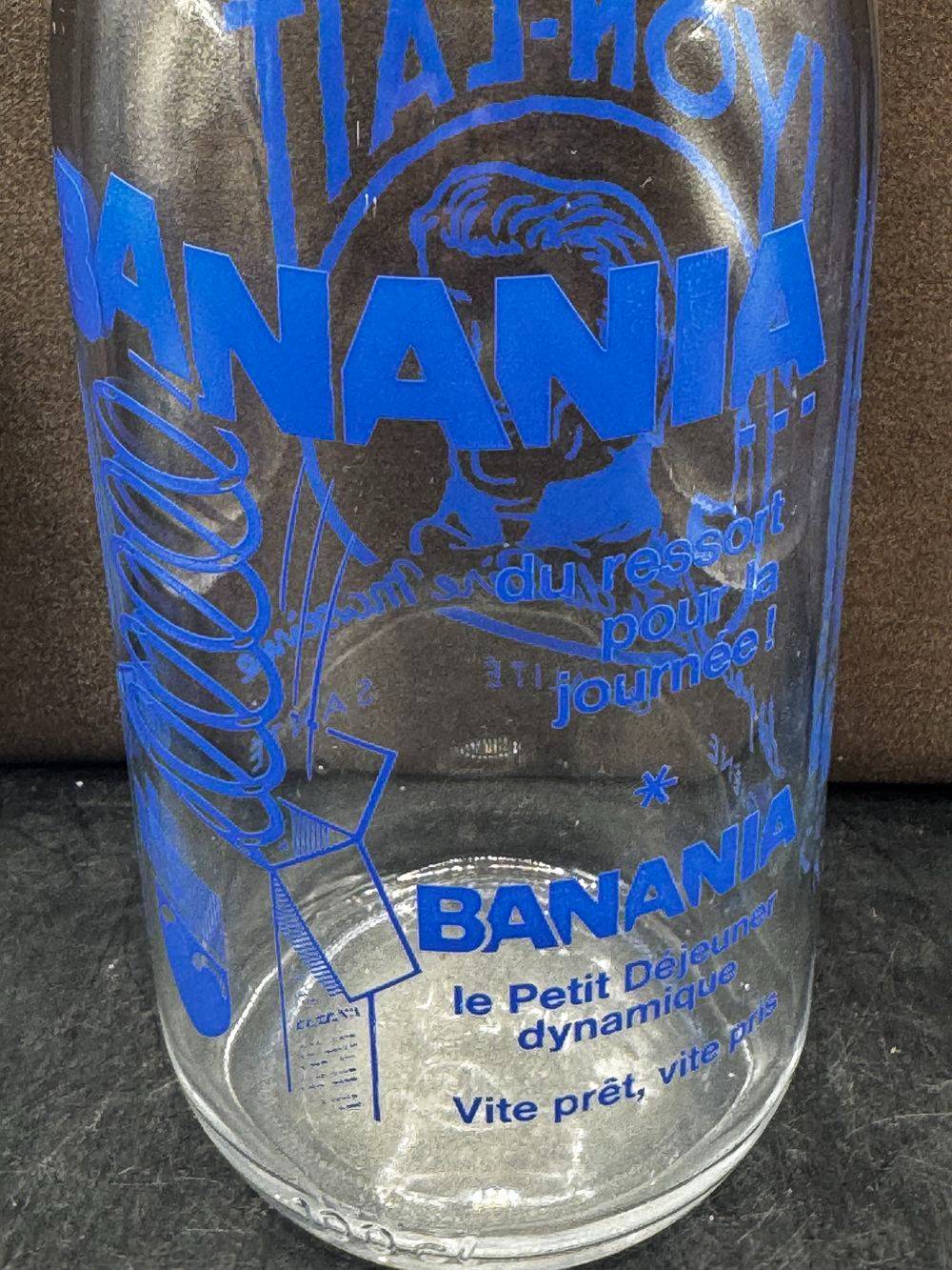 Ancienne Bouteille de lait publicitaire en verre - Banania - Lyon-Lait-Père Maxime - Des années 60 - Décoration - Collection Vintage - Bistrot/Bar – Image 3