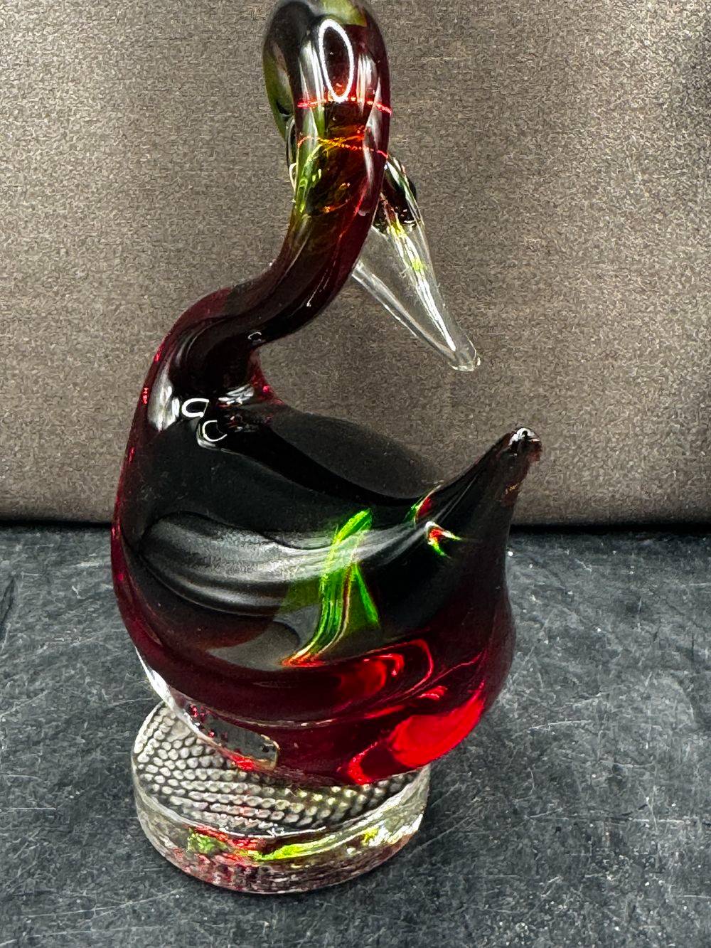 Canard / Cygne en verre soufflé de Murano - Italie - Des années 70 - Rouge et vert - Collection - Décoration – Image 5