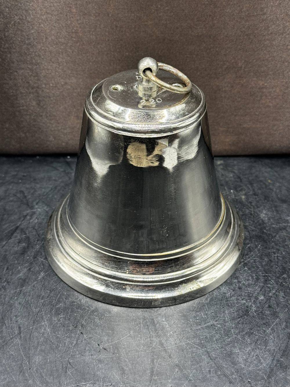 Ancienne lourde cloche de coursive de bateau - En bronze nickelé - Collection - Décoration – Image 2
