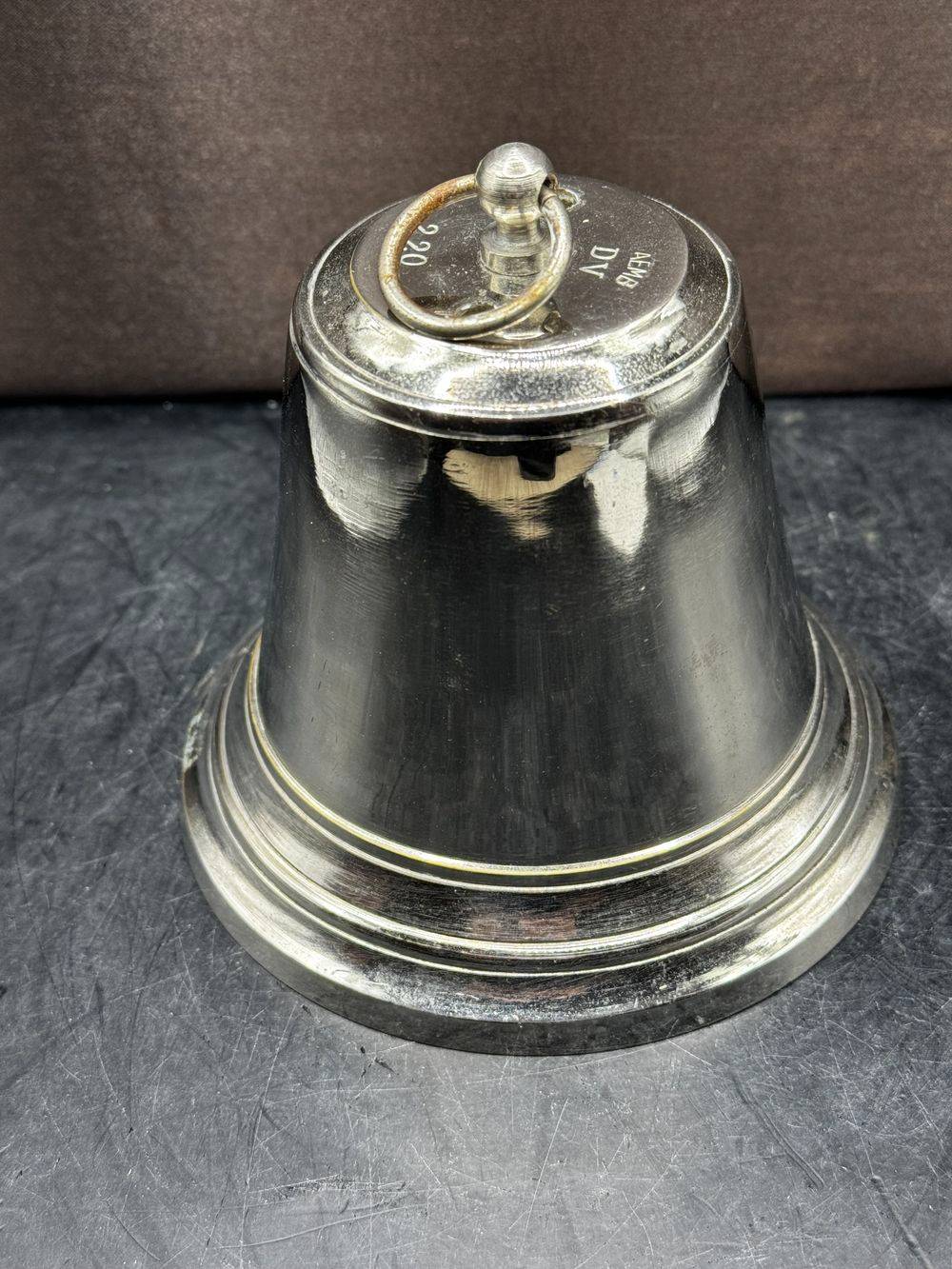 Ancienne lourde cloche de coursive de bateau - En bronze nickelé - Collection - Décoration – Image 3