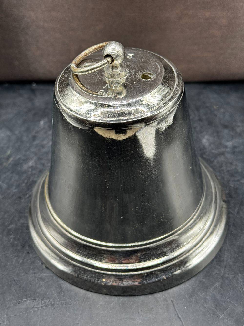 Ancienne lourde cloche de coursive de bateau - En bronze nickelé - Collection - Décoration – Image 4