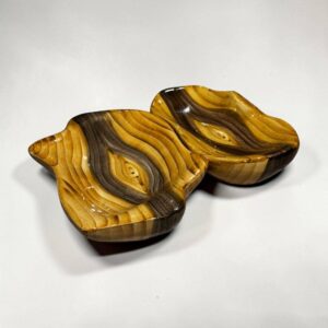 Joli lot de deux anciens Vide poche / Porte savon / Cendrier en céramique à décor « faux bois » attribués aux ateliers de Grandjean-Jourdan à Vallauris - Des années 50-60 - Collection - Décoration