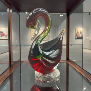 Canard / Cygne en verre soufflé de Murano - Italie - Des années 70 - Rouge et vert - Collection - Décoration