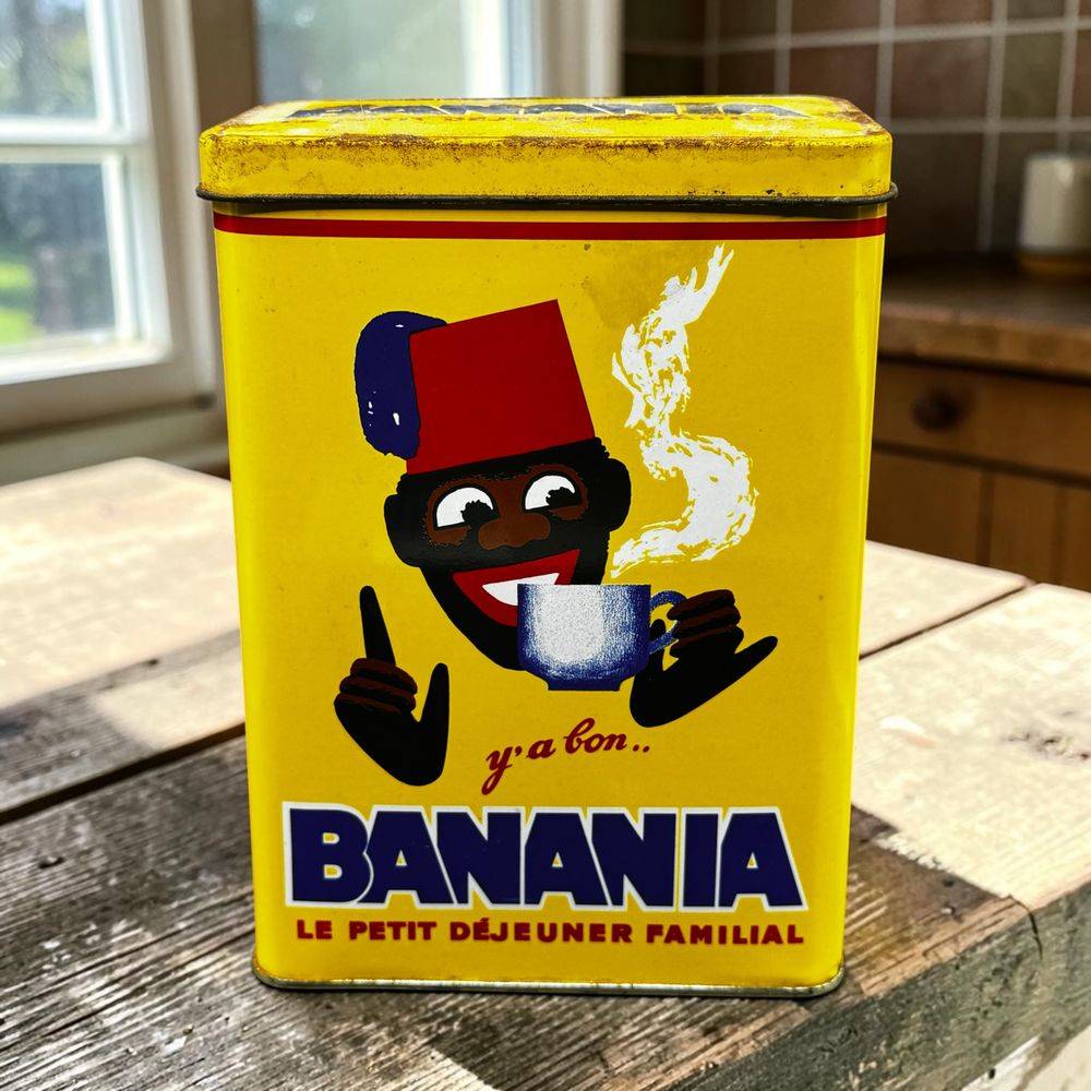 Ancienne boite publicitaire en métal/tôle lithographiée - Banania - Familiale - 1kg - Epices - Chocolat - Café - Déco - Collection